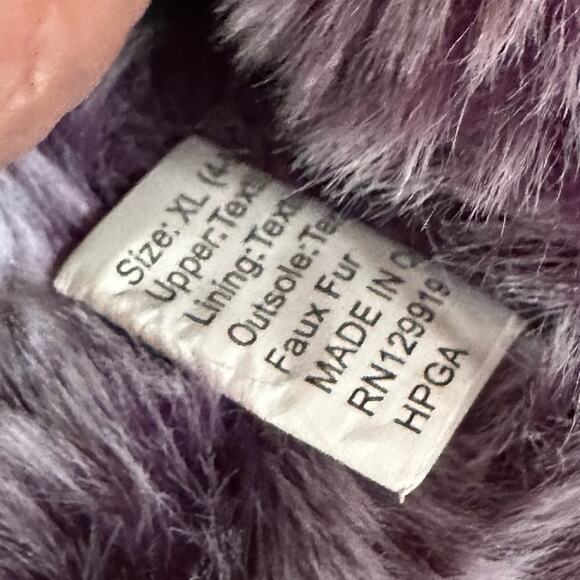 Jessica Simpson Slippers Plum Purple XL 4 - 5 Faux Fur Slip on Girls Memory Foam - Picture 3 of 7